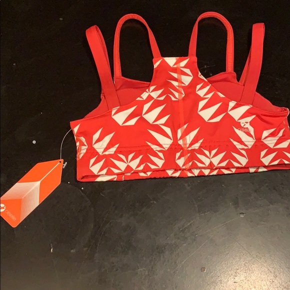 Oiselle New Verrazano Bra Rio Red Geo Bloom Print - Picture 5 of 7